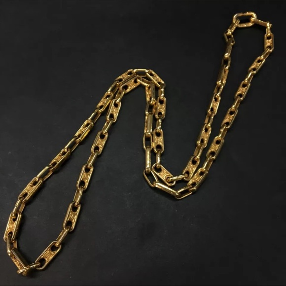 AUTH Celine Triomphe Macadam Gold Logo Necklace - Picture 1 of 6